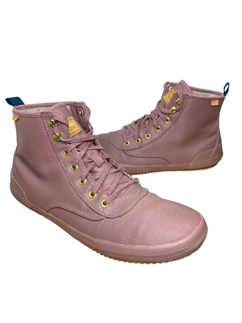 Keds Boot Mauve Splash Waxed Canvas Sz 11 Hi Top Sneakers Lace Up Ankle Booties